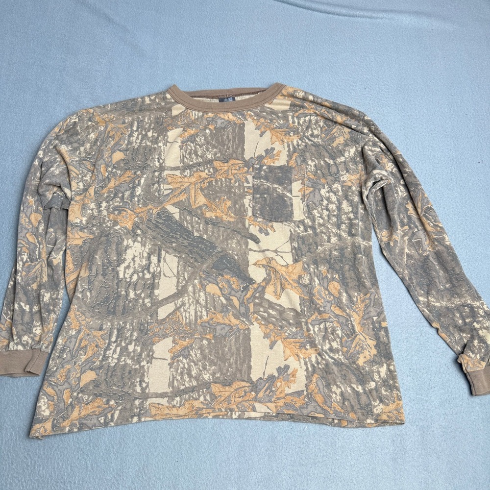 Ace Sportswear Mens XL Sniper Camo Long Sleeve Pocket T-Shirt Made in USA Brown